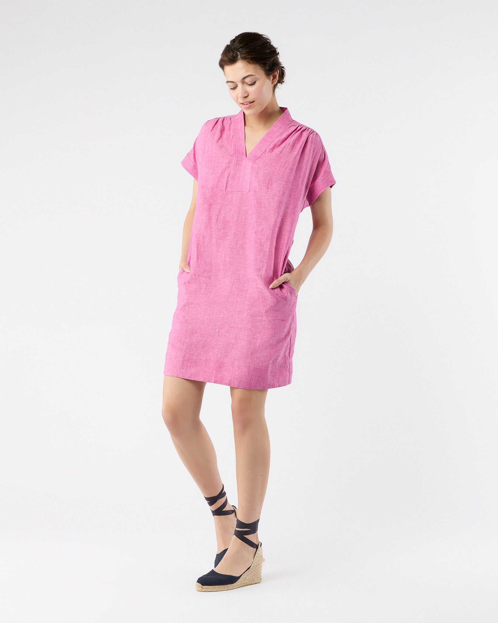 Libby Dress in Pink Sahara Linen