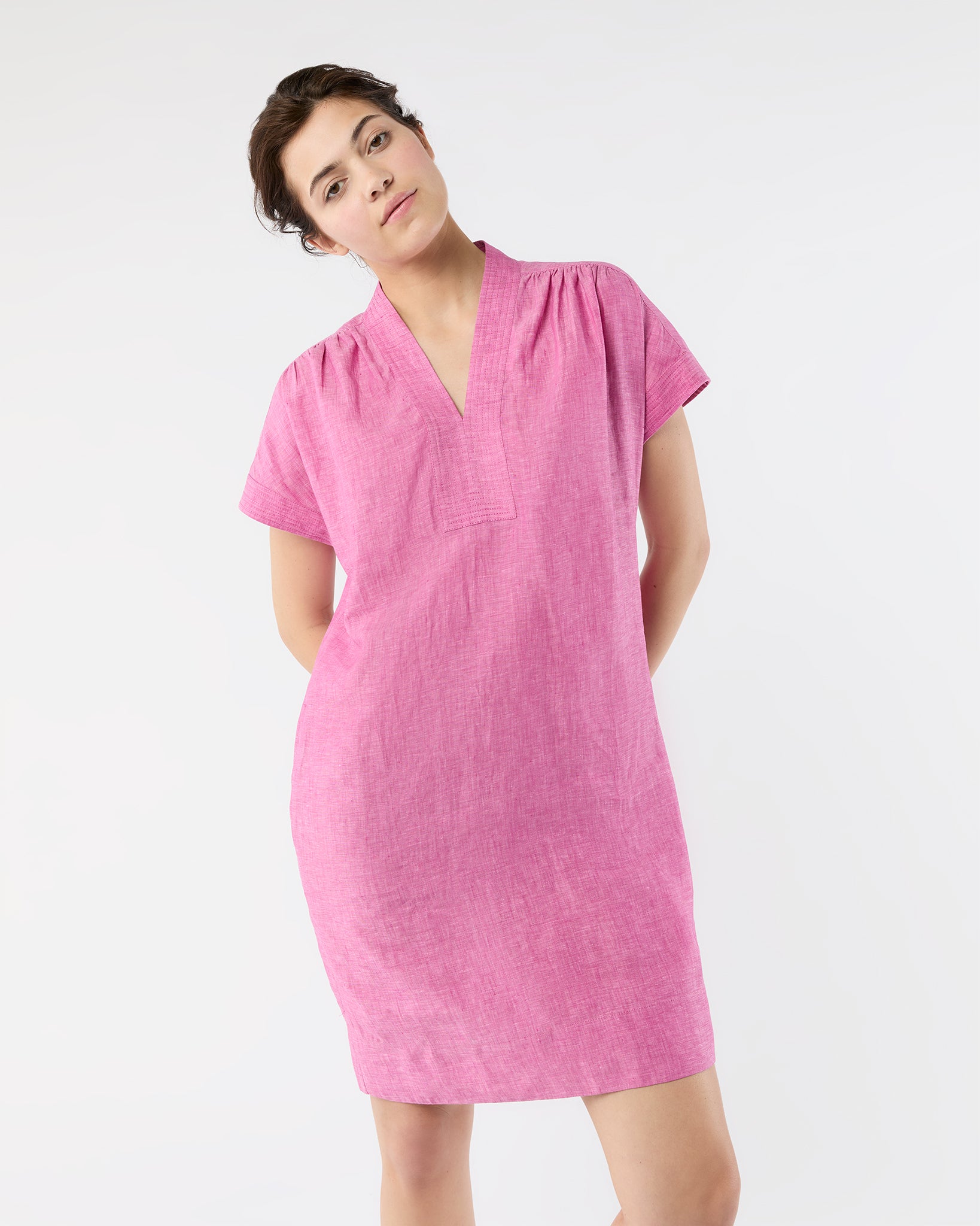 Libby Dress in Pink Sahara Linen
