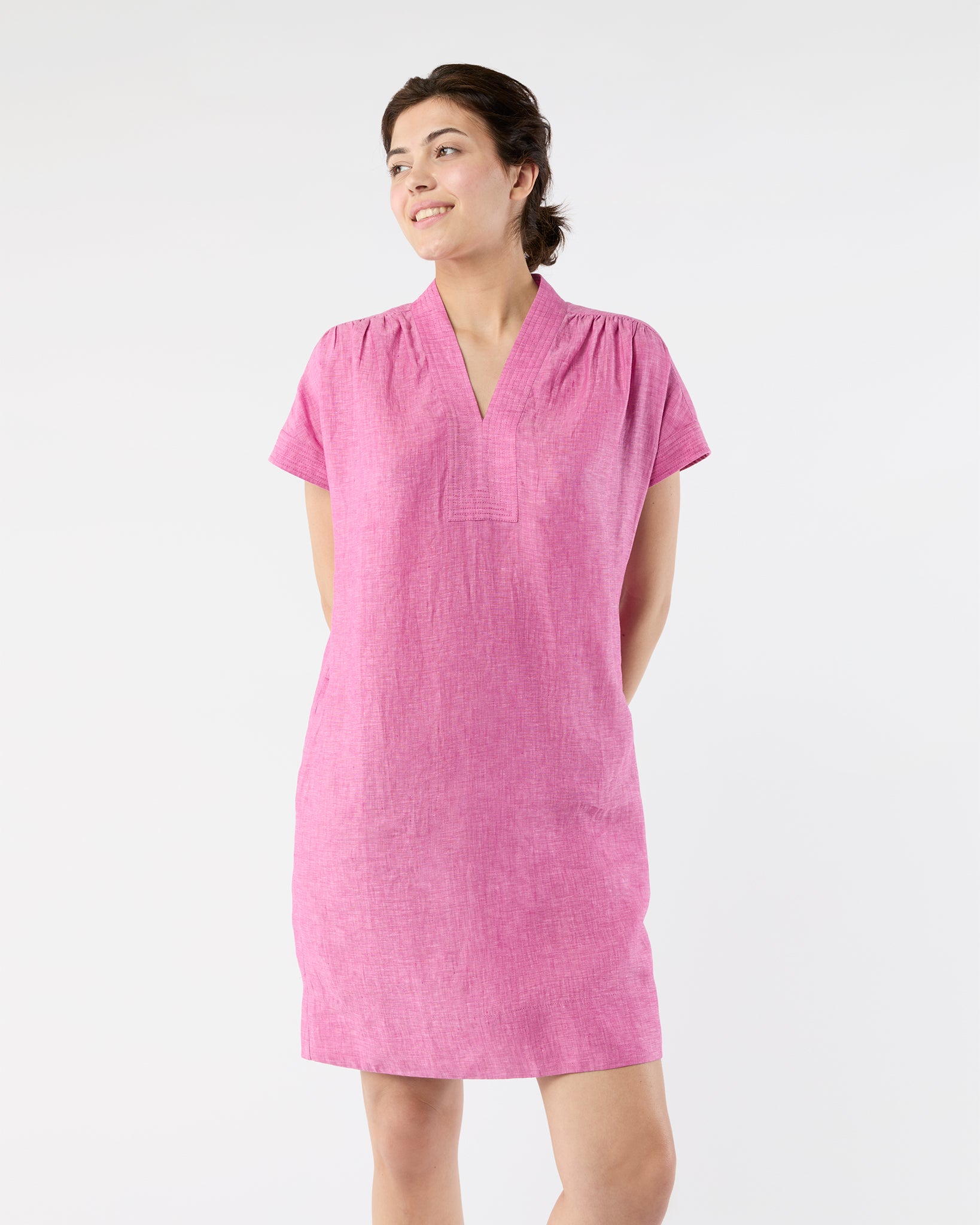 Libby Dress in Pink Sahara Linen