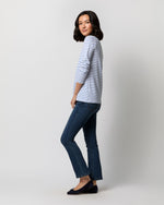 Load image into Gallery viewer, Long-Sleeved Boatneck Tee in White/Blue Stripe Jersey
