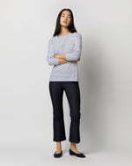 Load image into Gallery viewer, Long-Sleeved Boatneck Tee in White/Heather Navy Stripe Jersey
