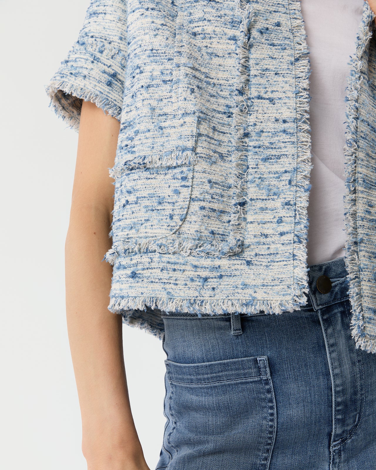 Short-Sleeved Chelsea Jacket in Blue Summer Tweed