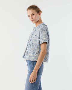 Short-Sleeved Chelsea Jacket in Blue Summer Tweed