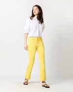 Load image into Gallery viewer, Flare Cropped 5-Pocket Jean in Lemon Zest Stretch Denim
