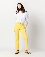 Load image into Gallery viewer, Flare Cropped 5-Pocket Jean in Lemon Zest Stretch Denim
