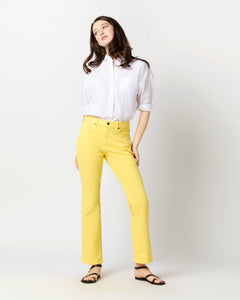 Flare Cropped 5-Pocket Jean in Lemon Zest Stretch Denim