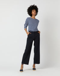 Frankie Cropped Pant in Navy Bi-Stretch Tropical Wool