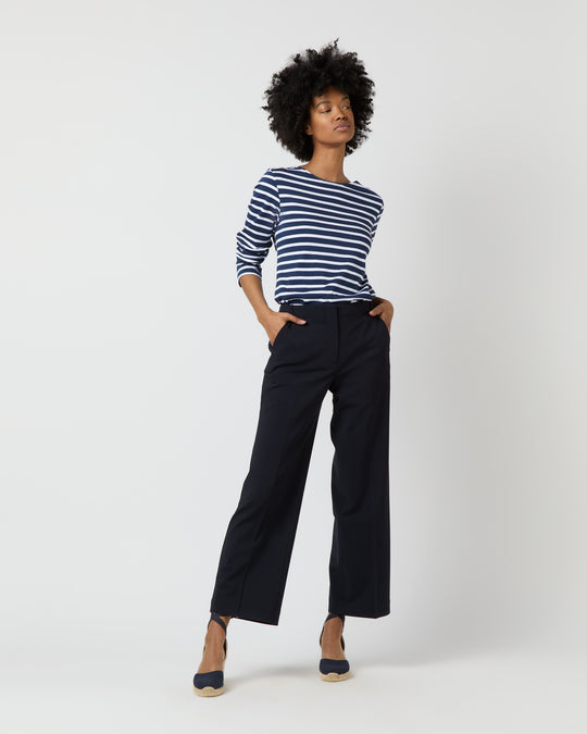 Frankie Cropped Pant in Navy Bi-Stretch Tropical Wool