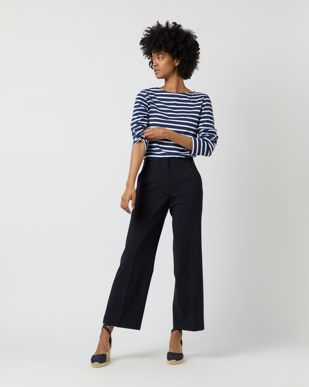 Frankie Cropped Pant in Navy Bi-Stretch Tropical Wool