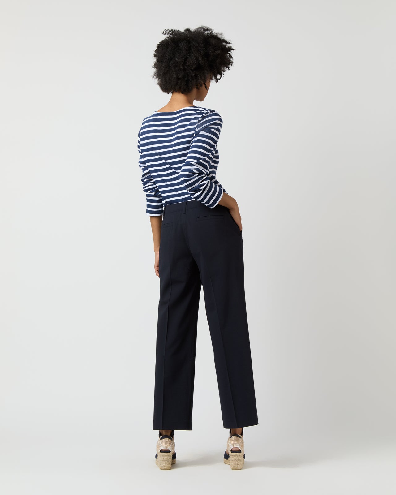 Frankie Cropped Pant in Navy Bi-Stretch Tropical Wool