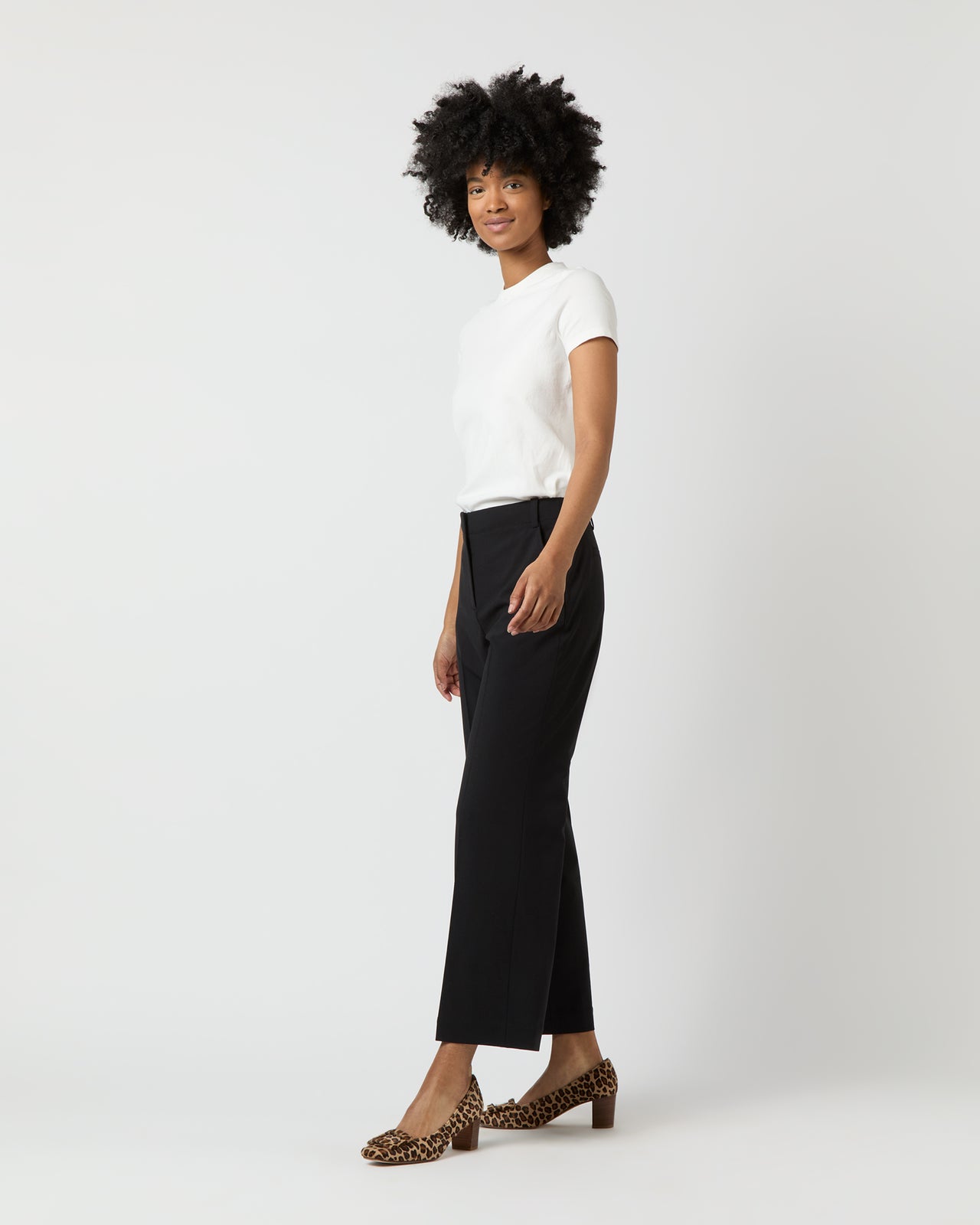 Frankie Cropped Pant in Black Bi-Stretch Tropical Wool