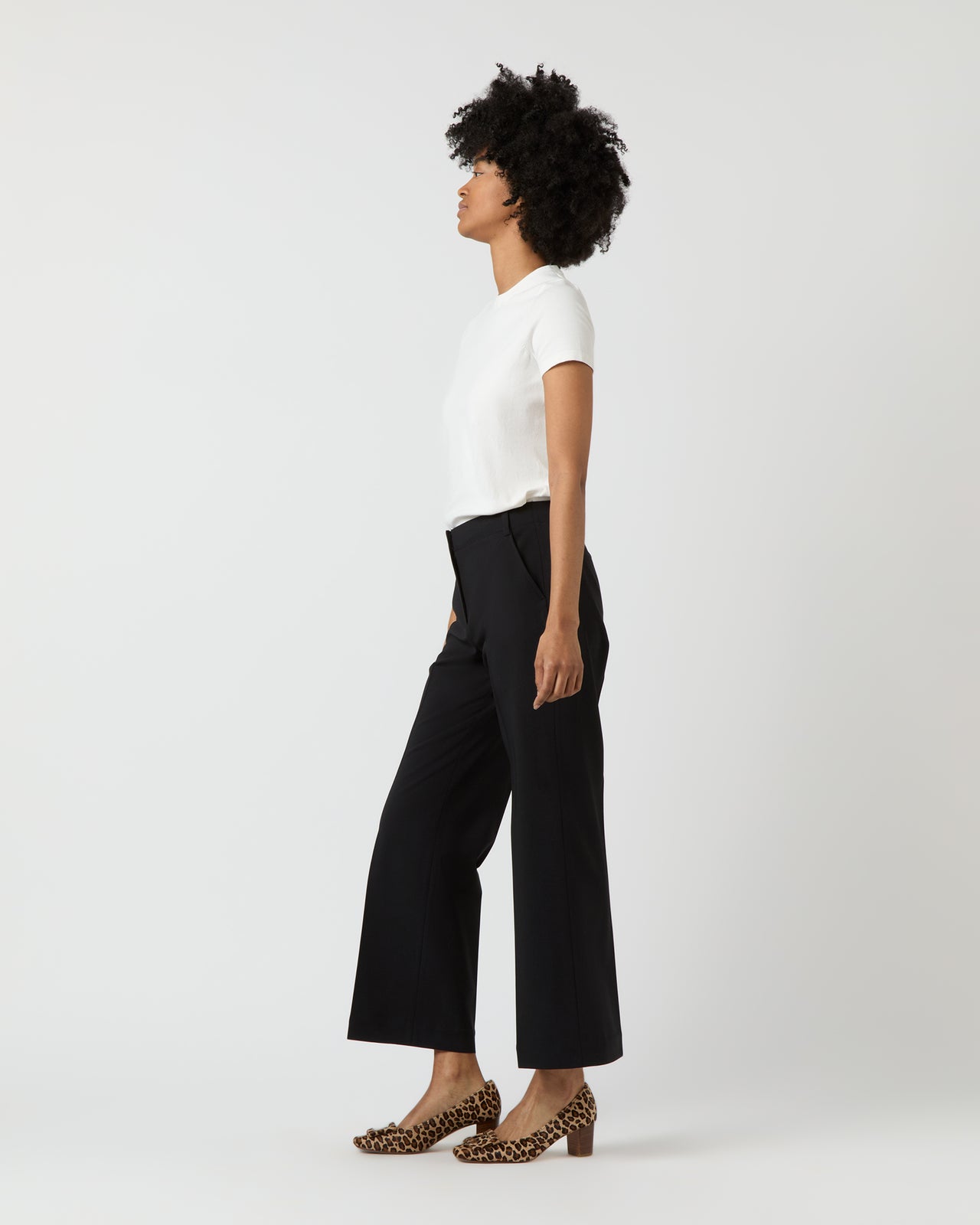 Frankie Cropped Pant in Black Bi-Stretch Tropical Wool