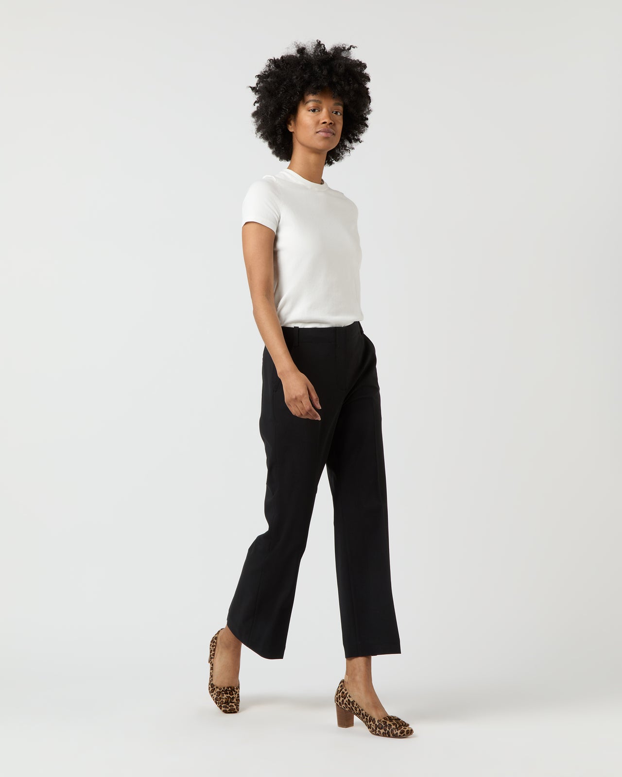 Frankie Cropped Pant in Black Bi-Stretch Tropical Wool