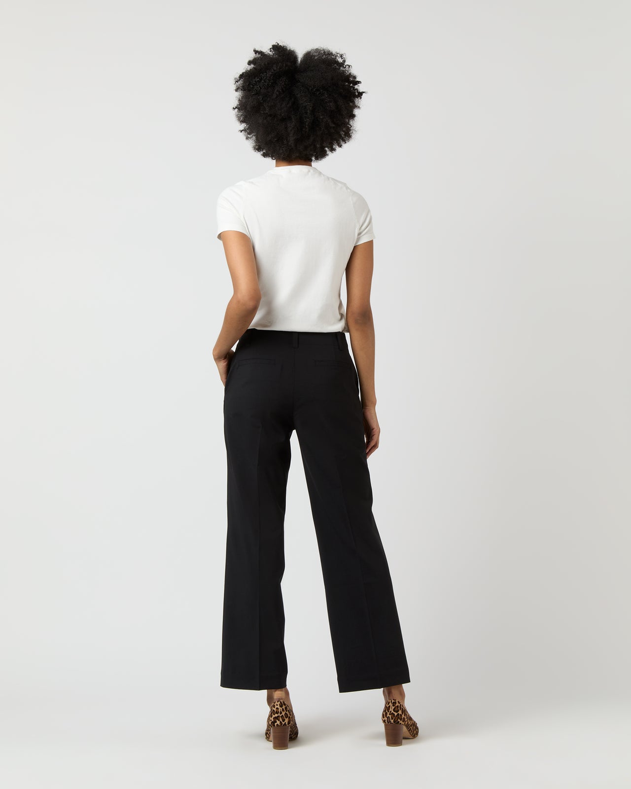 Frankie Cropped Pant in Black Bi-Stretch Tropical Wool