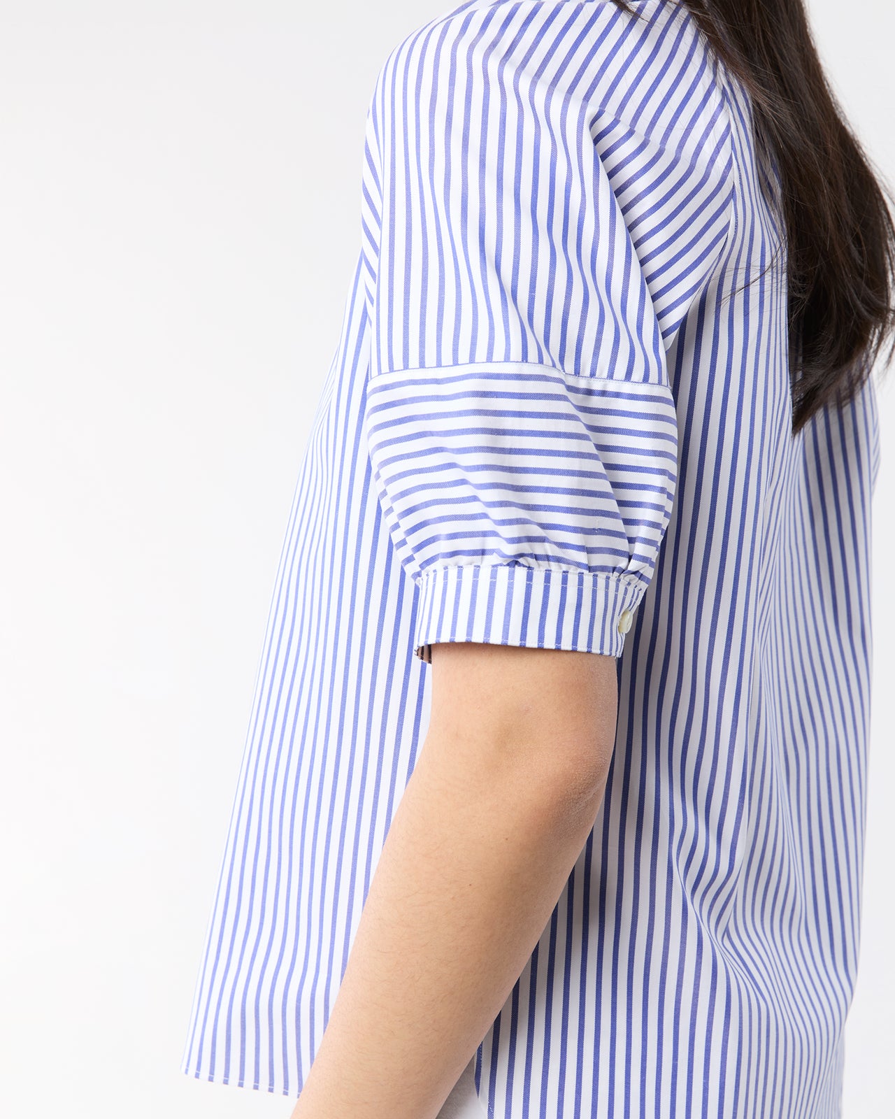 Selina Top in Blue/White Stripe Pinpoint
