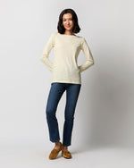 Load image into Gallery viewer, Long-Sleeved Boatneck Tee in White/Bright Yellow Stripe Jersey
