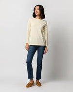 Load image into Gallery viewer, Long-Sleeved Boatneck Tee in White/Bright Yellow Stripe Jersey
