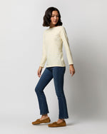 Load image into Gallery viewer, Long-Sleeved Boatneck Tee in White/Bright Yellow Stripe Jersey
