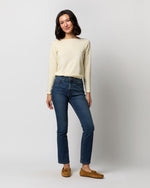 Load image into Gallery viewer, Long-Sleeved Boatneck Tee in White/Bright Yellow Stripe Jersey
