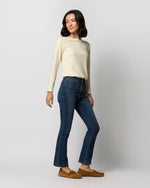 Load image into Gallery viewer, Long-Sleeved Boatneck Tee in White/Bright Yellow Stripe Jersey
