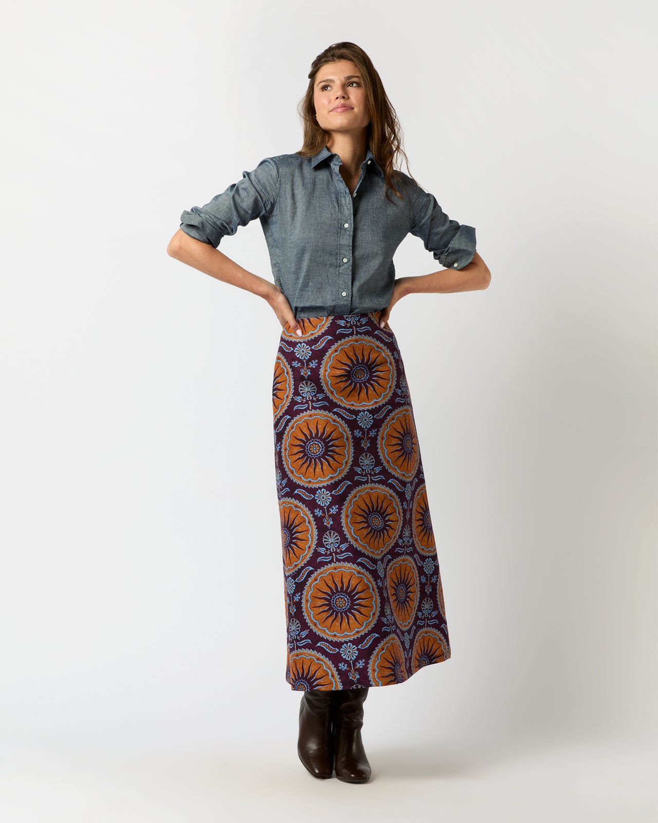 A-Long Skirt in Purple Sovereign Cady Wool