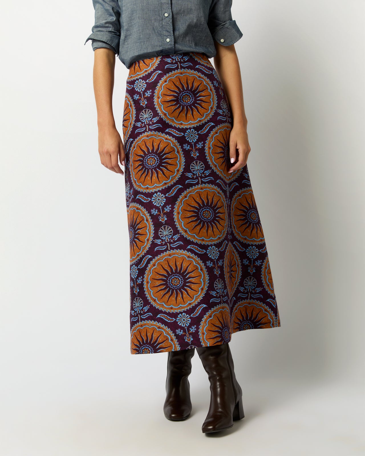 A-Long Skirt in Purple Sovereign Cady Wool