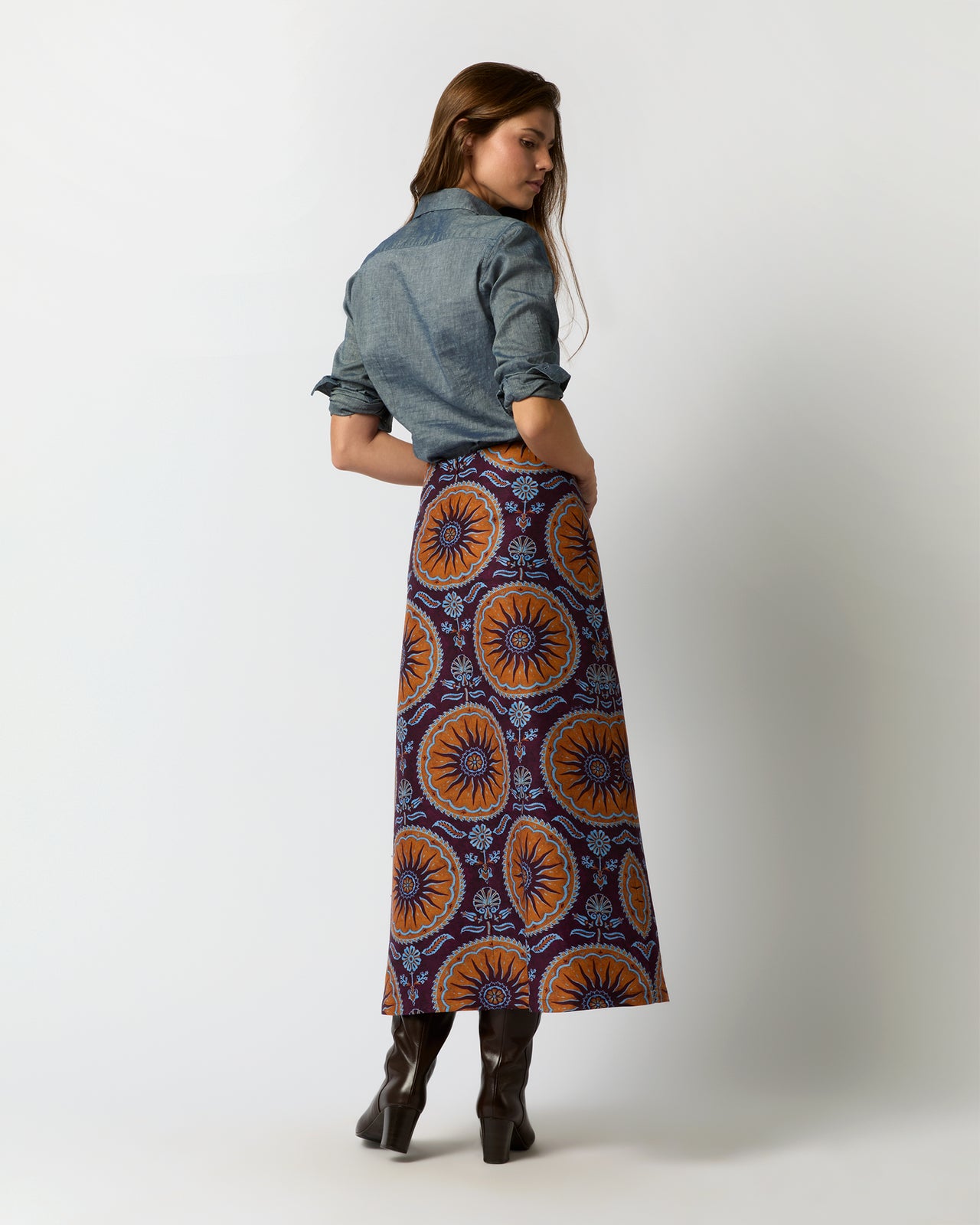 A-Long Skirt in Purple Sovereign Cady Wool