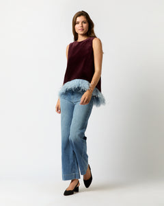 La Scala Top (With Feathers) in Bordeaux Velvet