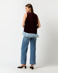 La Scala Top (With Feathers) in Bordeaux Velvet