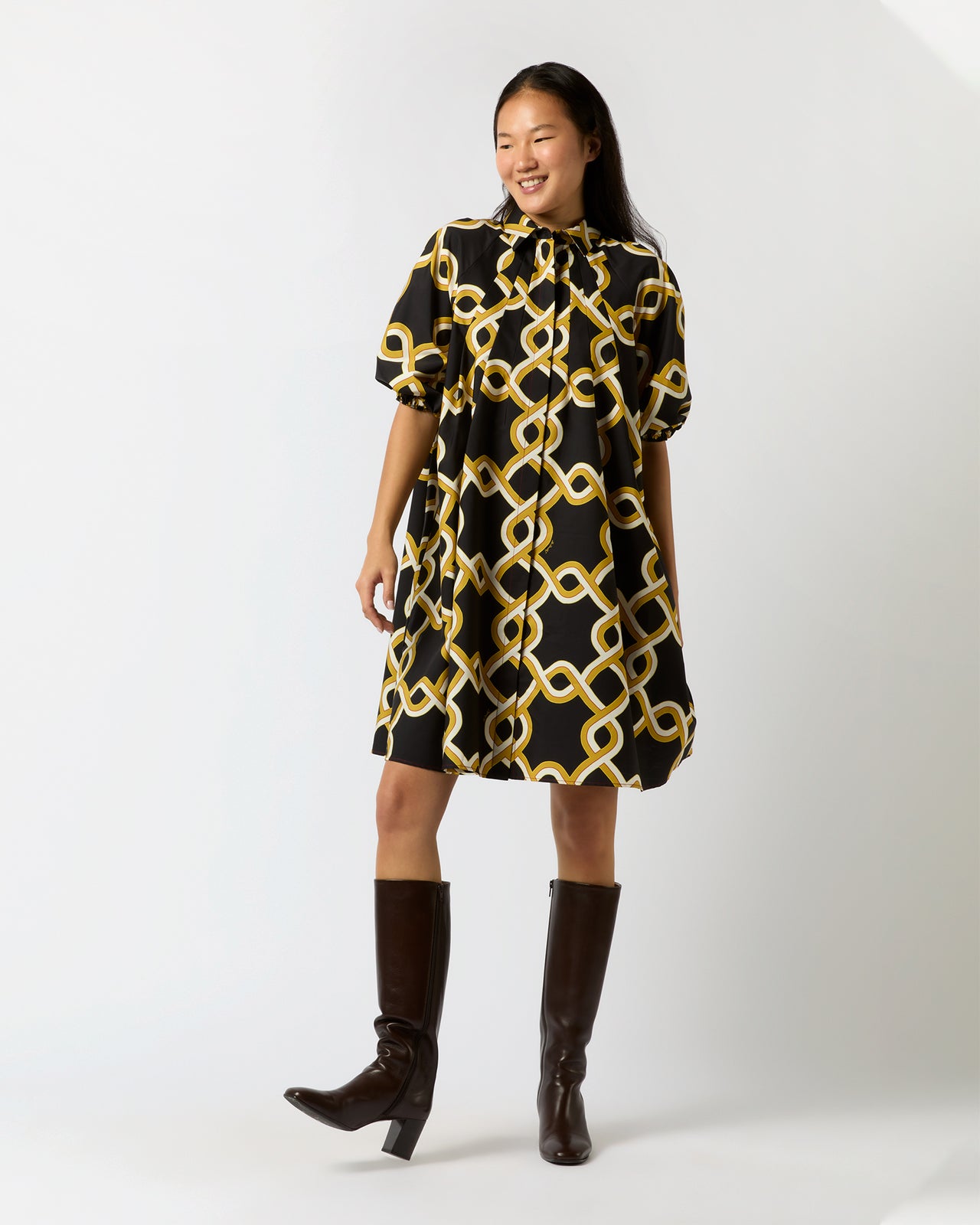Sunburst Dress in Black Tackle Summer Poplin | Shop Ann Mashburn Sunburst Dress in Black Tackle Summer Poplin | Shop Ann Mashburn