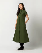 Load image into Gallery viewer, Gianna Maxi Shirtdress in Olive Cotton/Nylon Faille
