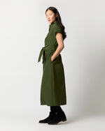 Load image into Gallery viewer, Gianna Maxi Shirtdress in Olive Cotton/Nylon Faille
