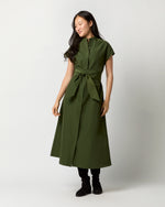 Load image into Gallery viewer, Gianna Maxi Shirtdress in Olive Cotton/Nylon Faille
