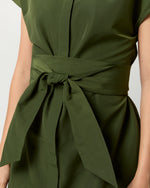 Load image into Gallery viewer, Gianna Maxi Shirtdress in Olive Cotton/Nylon Faille
