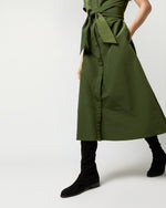 Load image into Gallery viewer, Gianna Maxi Shirtdress in Olive Cotton/Nylon Faille
