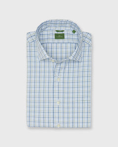 Slim-Fit Spread Collar Sport Shirt in Green/Blue Multi Check Poplin