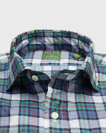 Load image into Gallery viewer, Spread Collar Sport Shirt in Spruce/Yellow/Red Plaid Poplin
