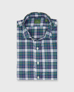 Load image into Gallery viewer, Spread Collar Sport Shirt in Spruce/Yellow/Red Plaid Poplin
