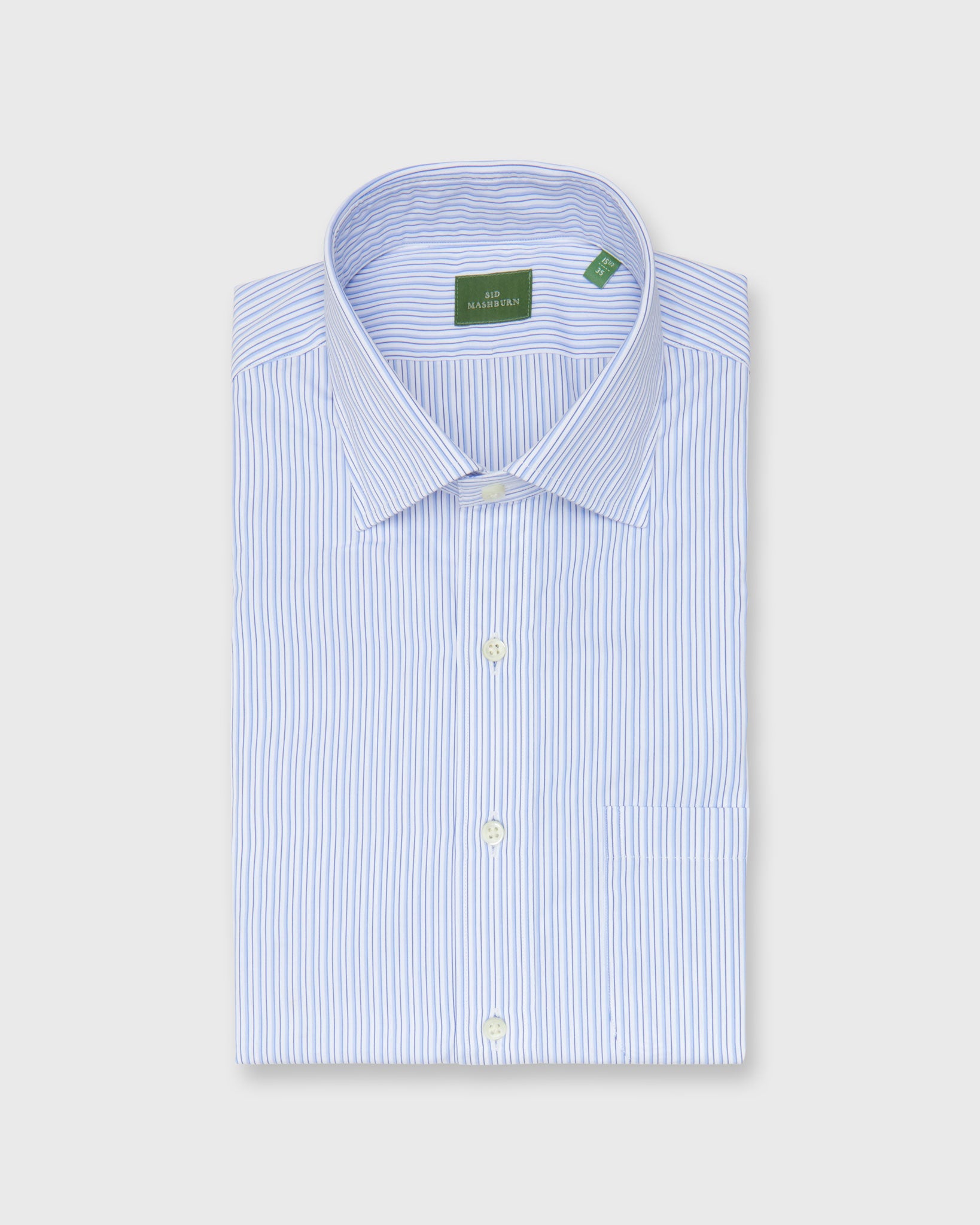 Spread Collar Dress Shirt in Sky/Blue Multi Stripe Poplin