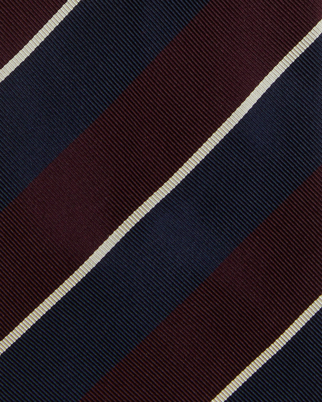 Silk/Cotton Mogador Tie in Burgundy/Navy/Bone Stripe