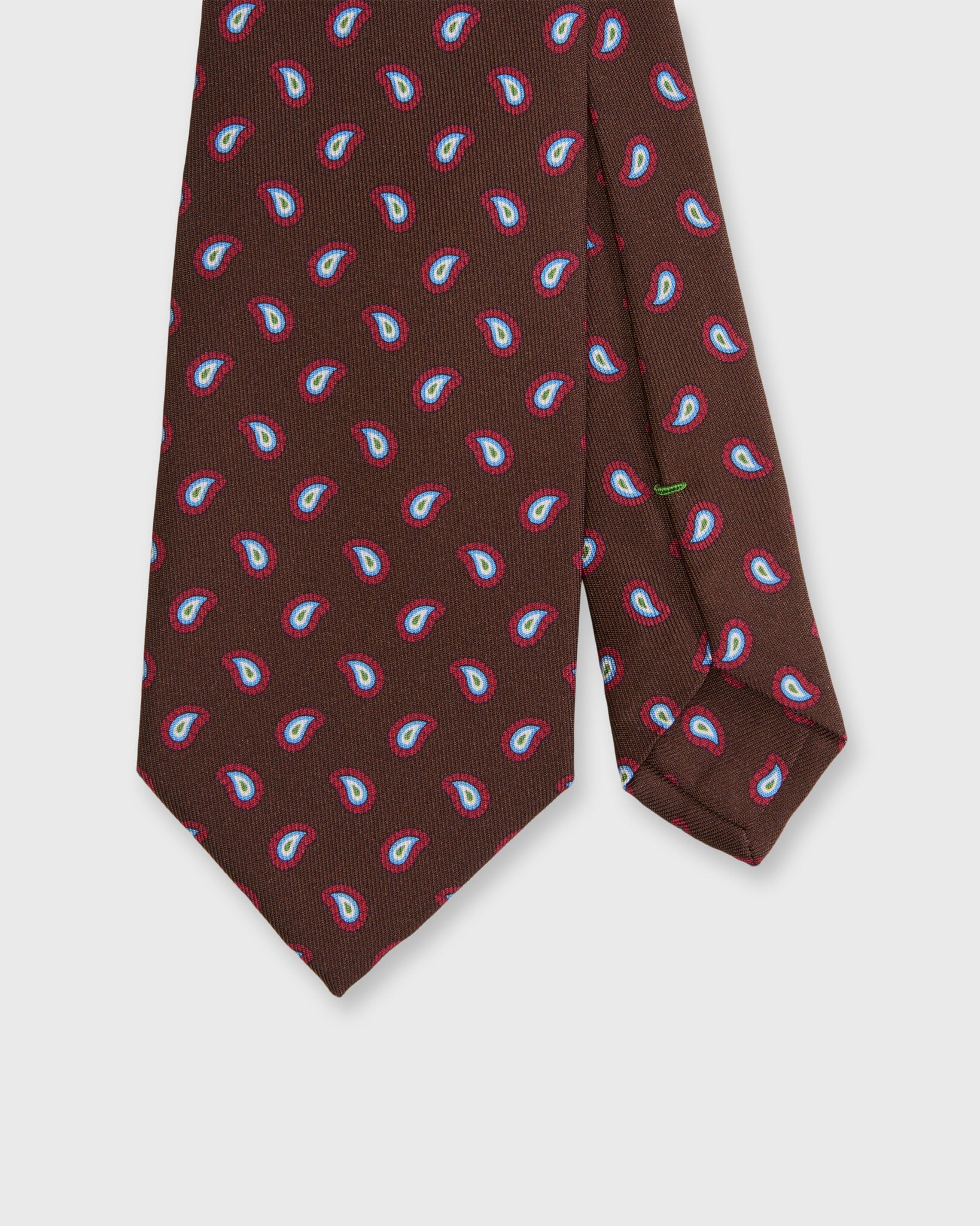 Silk Print Tie in Brown/Red/Sky Paisley