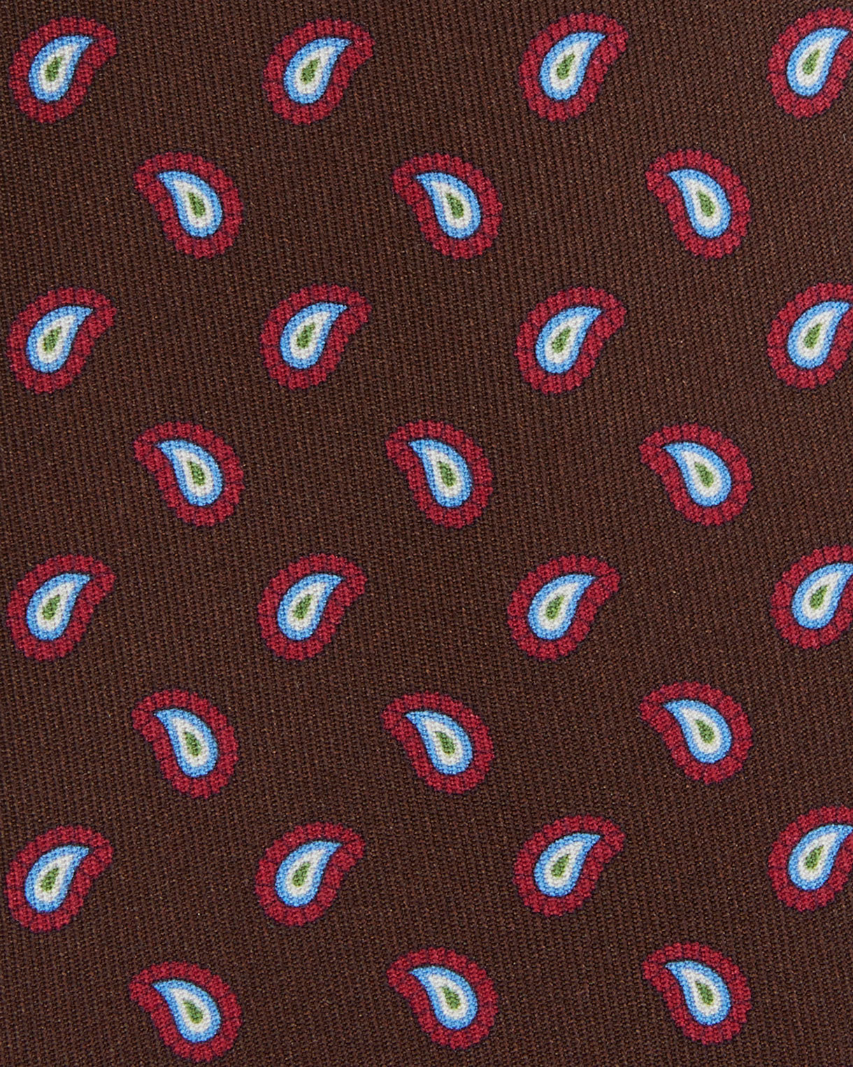 Silk Print Tie in Brown/Red/Sky Paisley