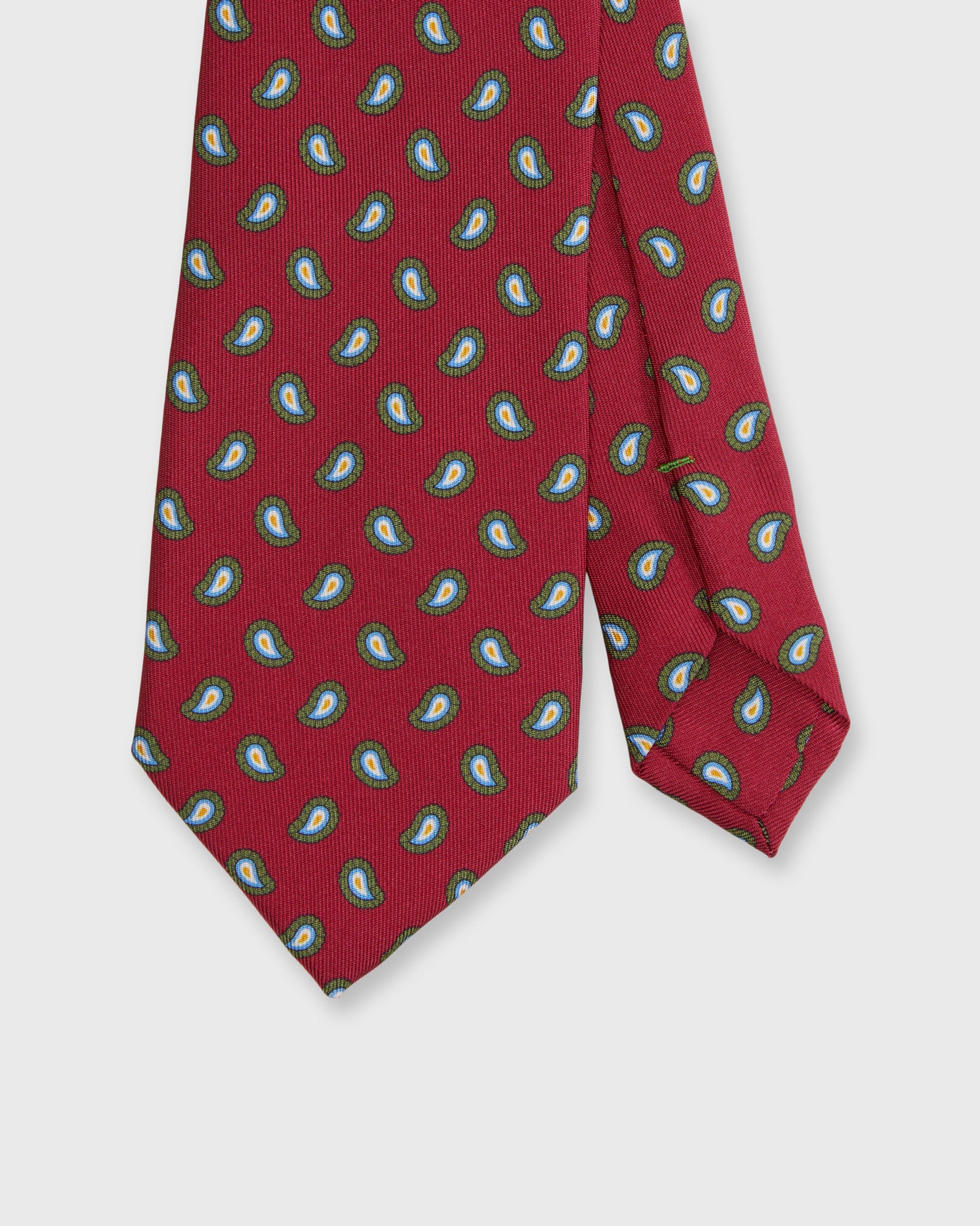 Silk Print Tie in Red/Green/Sky Paisley