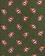 Load image into Gallery viewer, Silk Print Tie in Olive/Orange/Sky Paisley
