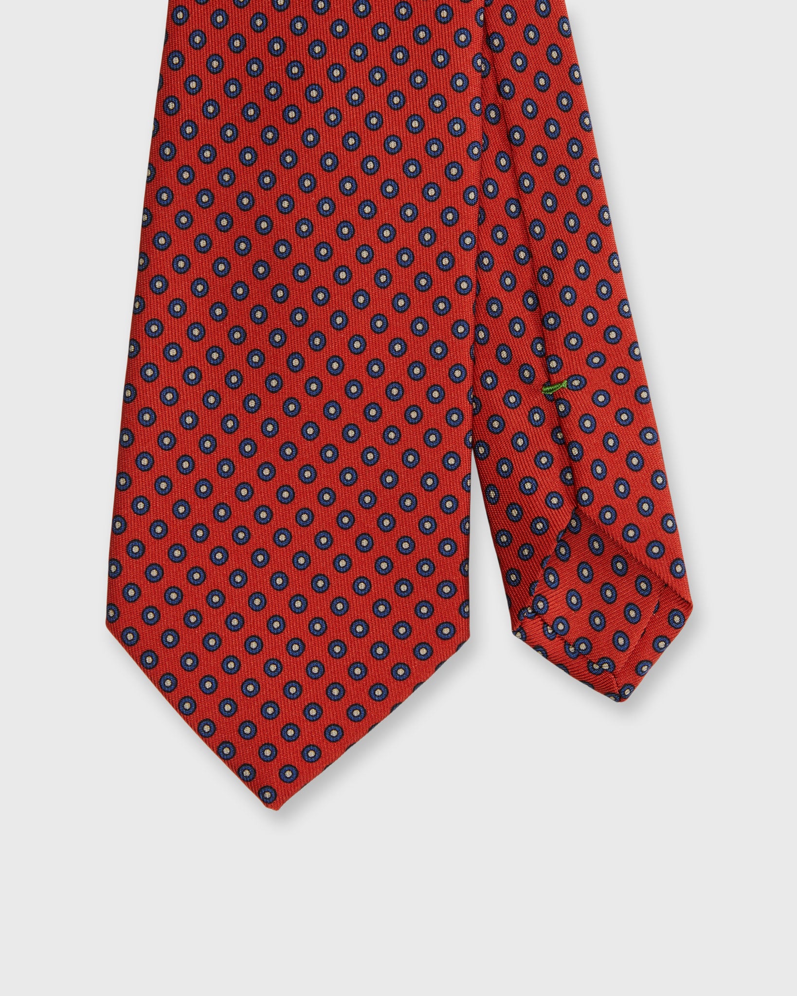 Silk Print Tie in Tomato/Navy/Bone Circle