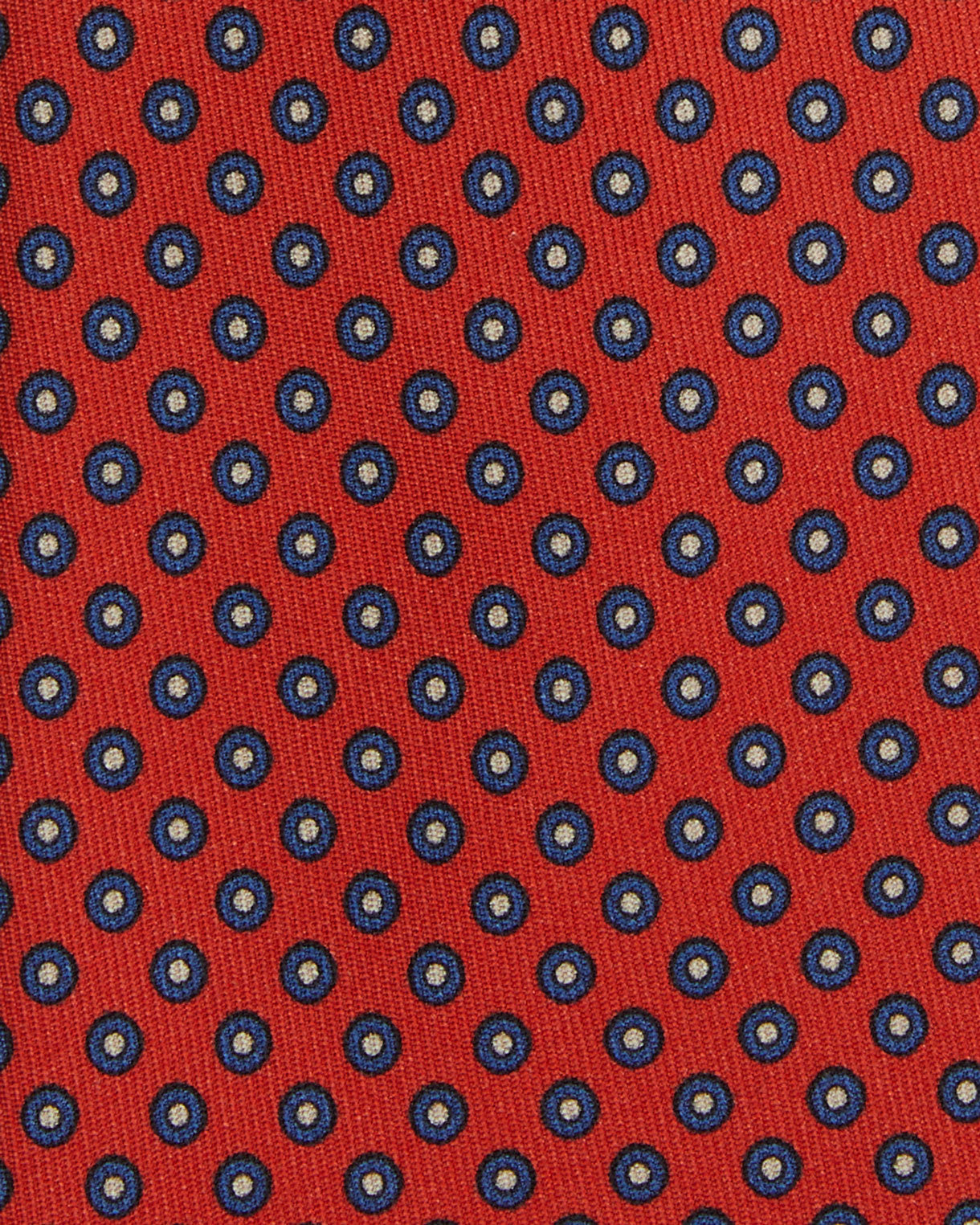 Silk Print Tie in Tomato/Navy/Bone Circle