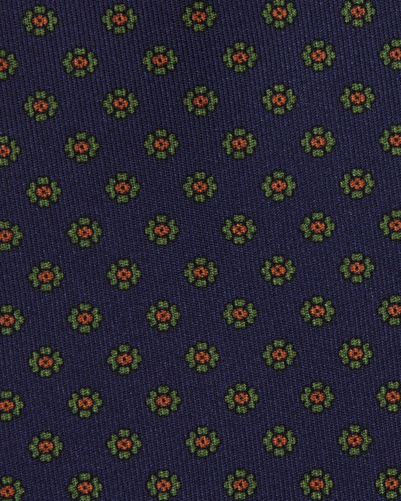Silk Print Tie in Navy/Moss/Orange Flower