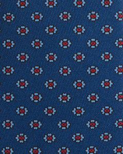 Silk Print Tie in Blue/Sky/Red Flower