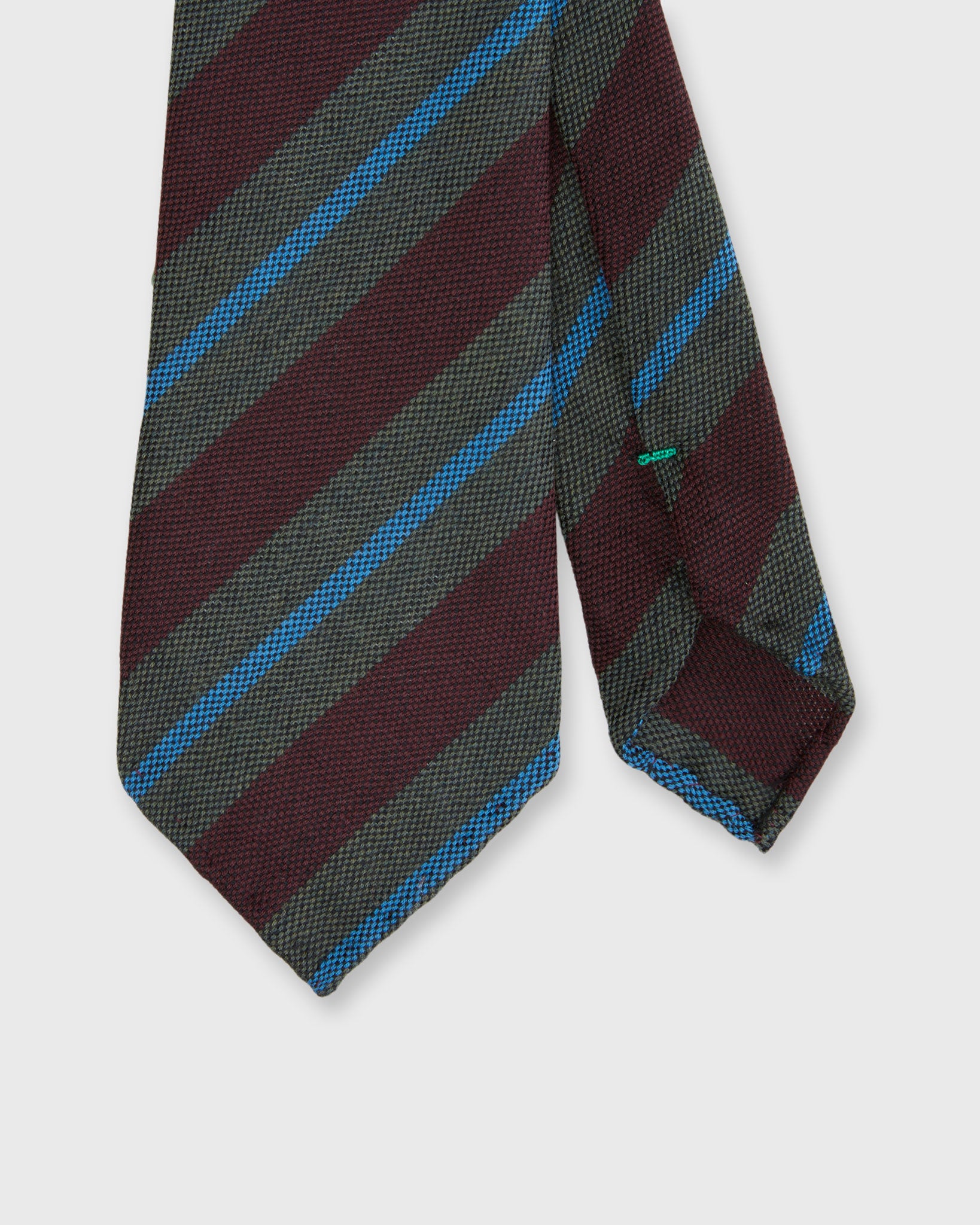 Wool Hopsack Tie in Burgundy/Olive/Glacier Stripe