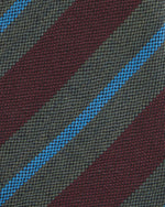 Load image into Gallery viewer, Wool Hopsack Tie in Burgundy/Olive/Glacier Stripe
